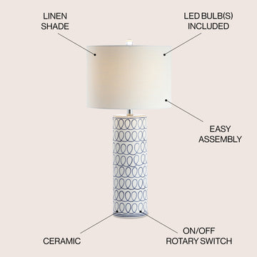 Loop 28.75" Ceramic Modern Column LED Table Lamp - JONATHAN Y